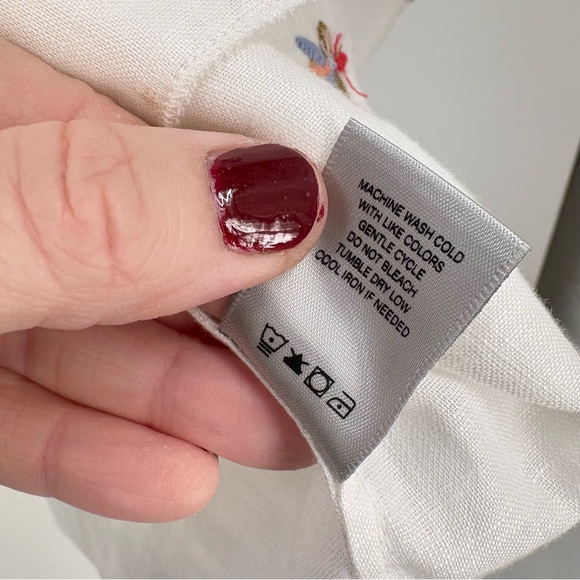 John Mark Line Embroidered Short Sleeve Blouse Small - Picture 6 of 8